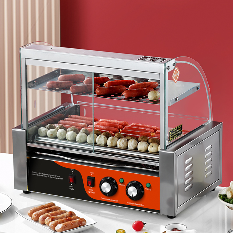 Hot Dog Roller Grill - Grelha elétrica de aço inoxidável para