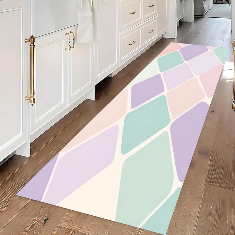 Commercial Kitchen Tile Flooring - Tapete Geométrico Antiderrapante Longo para Corredor,